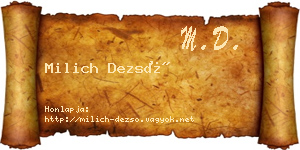Milich Dezső névjegykártya