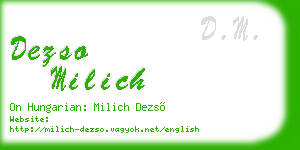 dezso milich business card